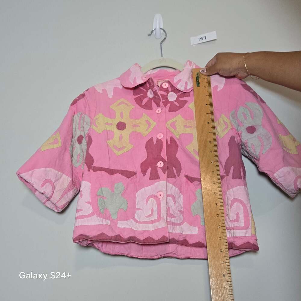 Cornelloki Girls Pink Applique Cotton Jacket - Picture 3 of 6
